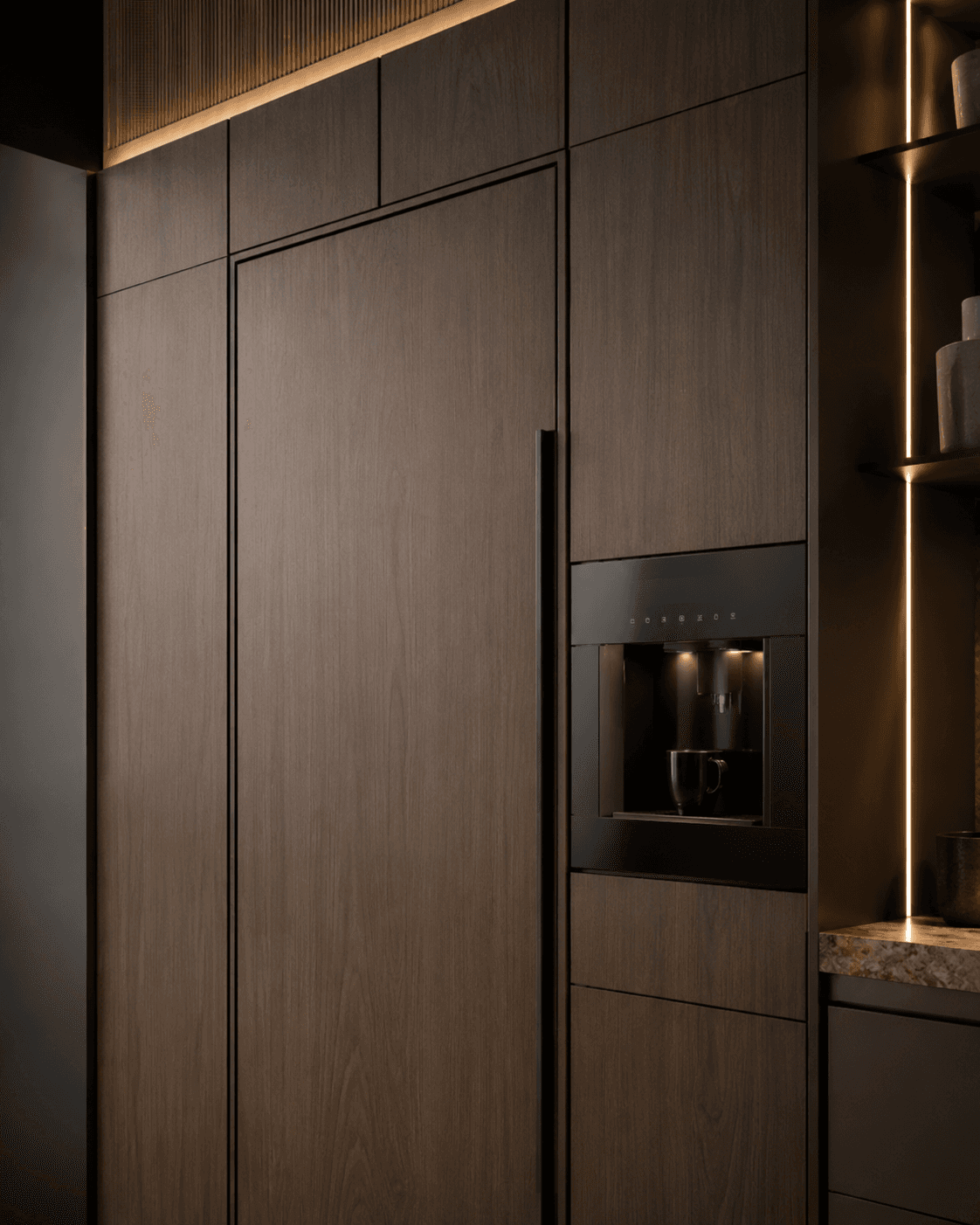 Contemporary kitchen setting for Tech Pack add-on projects.