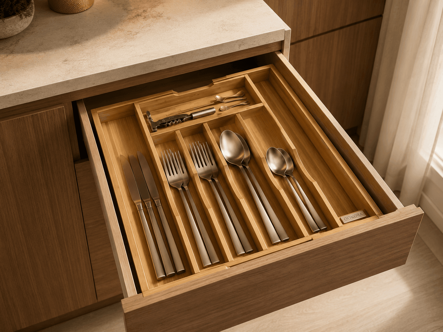 Ookora cutlery organizer in Raíz kitchen — included gift