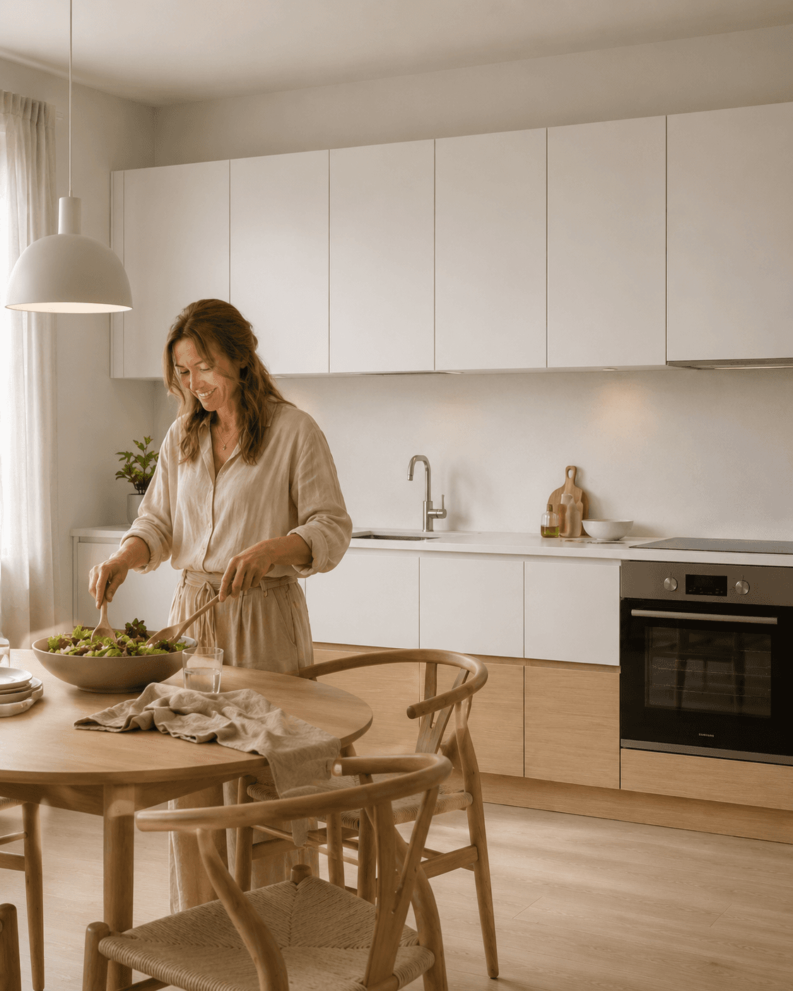 Cocina Nord: composición lineal y acabados serenos.