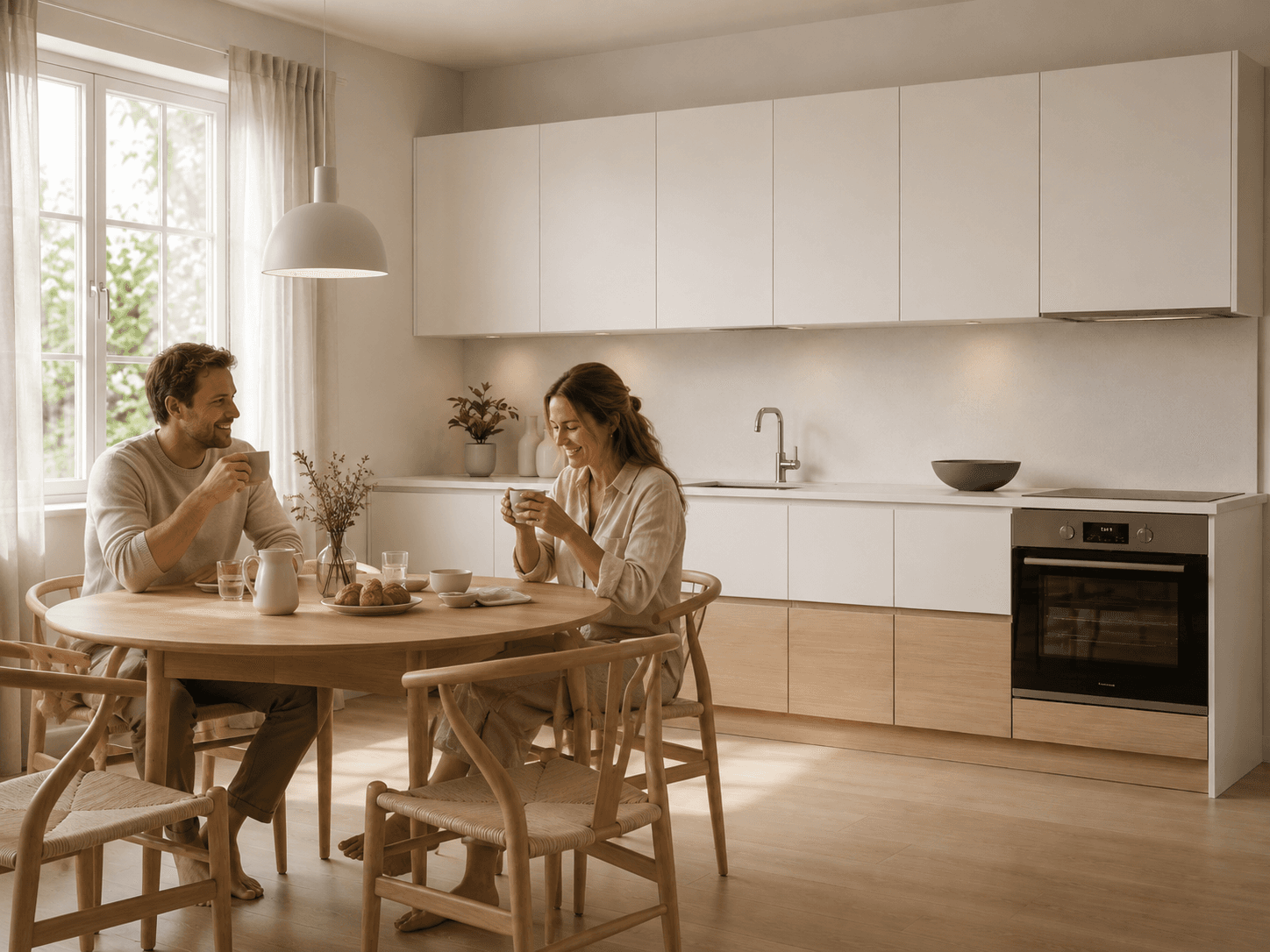 Nord line: overall view in bone and wood tones—with proportion and light.
