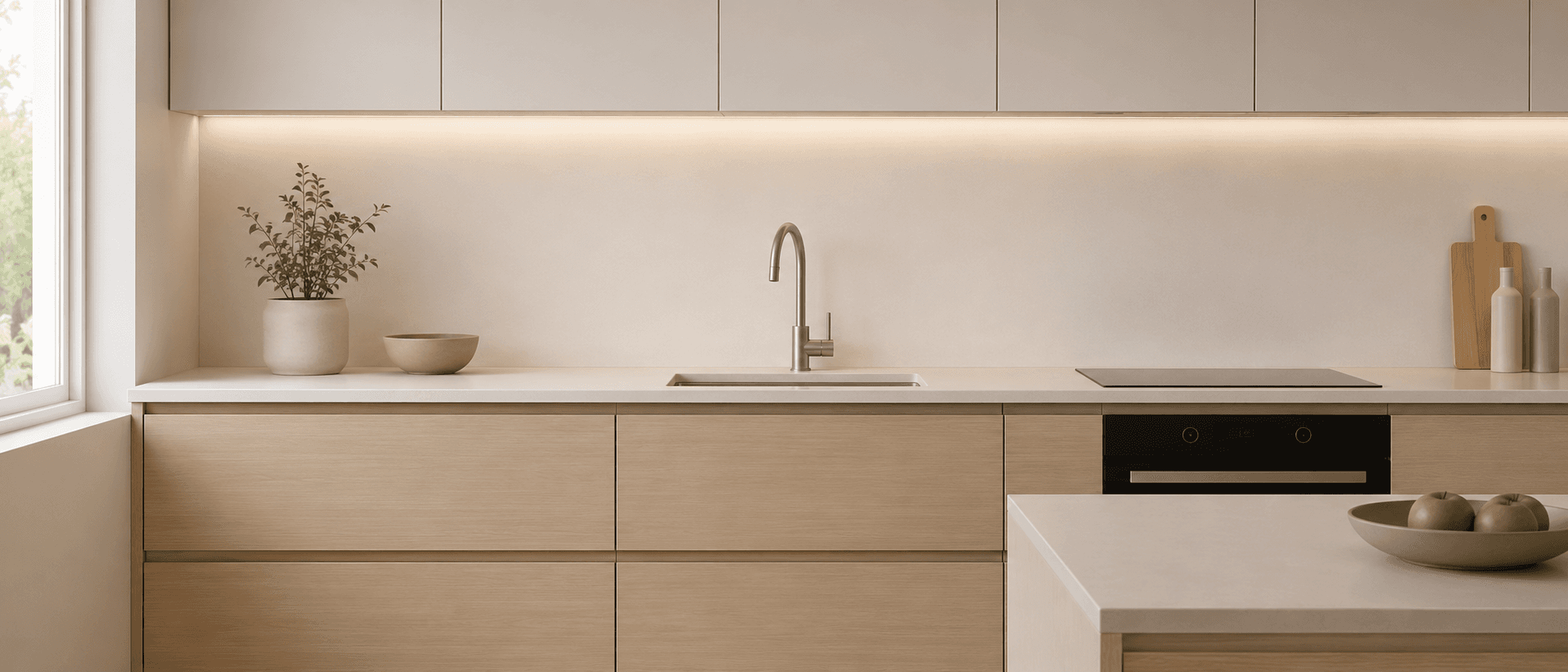Essential level reference kitchen: bright space with precise cabinetry.