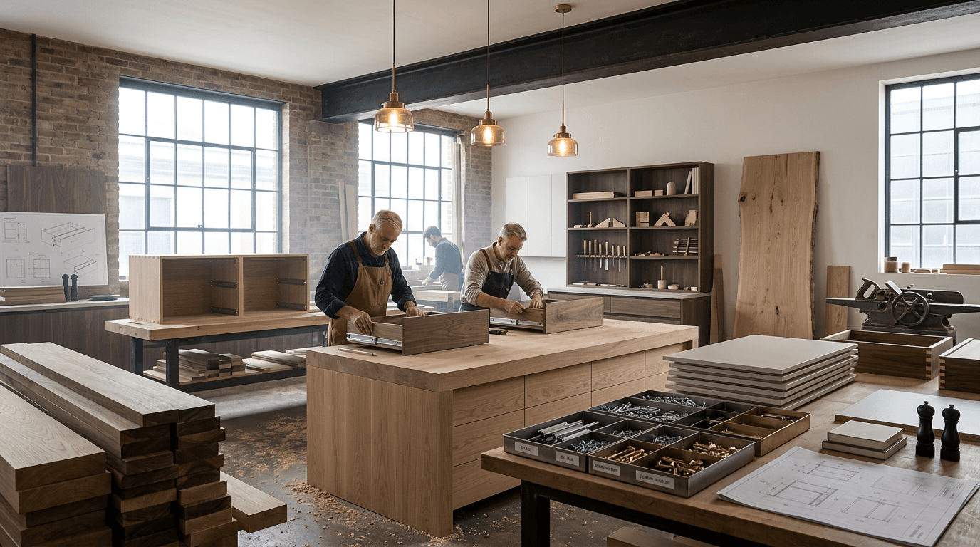 Taller Ookora con artesanos ensamblando módulos